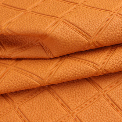 Elastic Litchi Woven Checkered Pattern PVC Faux Artificial Leather Fabric