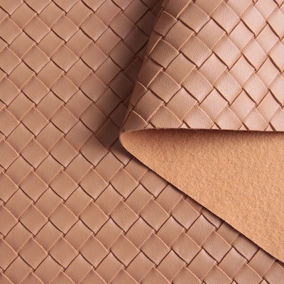 Soft and Durable Embossed Woven Handbag PVC Faux Leather Fabric