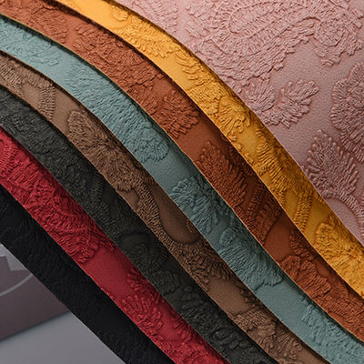 3D Retro Floral Embossed PVC Leather For Handbag Packaging Box Decorative Fabric Placemat Faux Leather