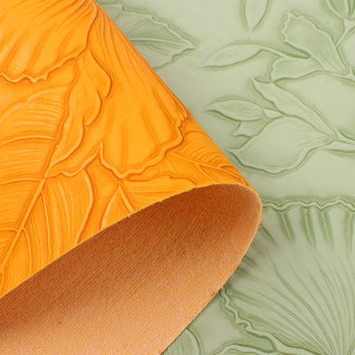 3D Retro Floral Embossed PVC Leather Brushed Bottom For Handbag Packaging Box Decorative Fabric Placemat Faux Leather