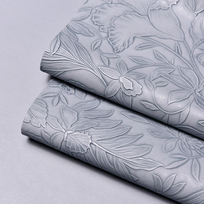 3D Retro Floral Embossed PVC Leather Brushed Bottom For Handbag Packaging Box Decorative Fabric Placemat Faux Leather