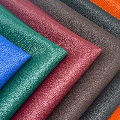 Factory Wholesale PVC 0.6mm Litchi Texture Faux Leather Embossed Artificial Synthetic Leather for Car Seat Bag Foot Decorative