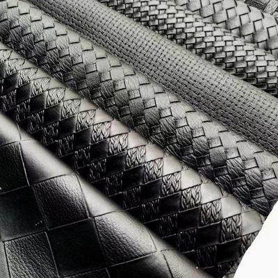 Looped Fabric Woven Pattern PVC Synthetic Leather Embossed Shoes Bags Furniture Crafts Car Faux Leather Fabric Stretch