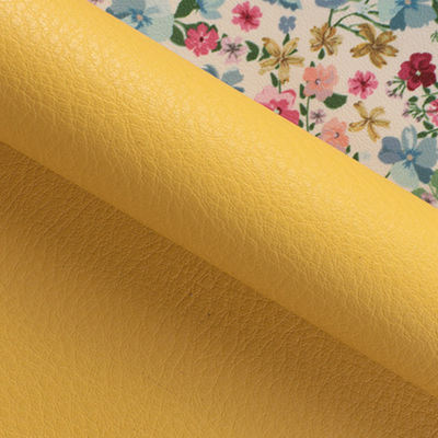 1.8mm Thickness SEMI PU Flower Printing Litchi Grain Double-face Synthetic Leather for Shoes Table Mat and Bags Leather Fabric