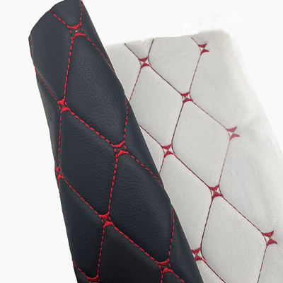 Custom PVC Embroidery Quilted Synthetic Leather 6.0mm Polyurethane Foam for Car Seat Cover Sofa Faux Leather Fabric