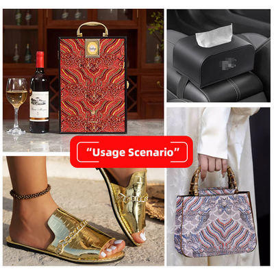 Synthetic PVC Macrame Printed Faux Leather Fabric Film Style for Bag Notebook Phone Shell Decorative & Craft Use for Sofa Well