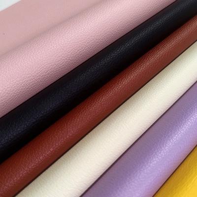 Wholesale Embossed Litchi PVC Knitting Waterproof Artificial Synthetic Leather for Sofa Chair Furniture Faux Leather Material