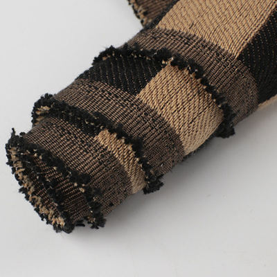1.0mm Thick Linen Plaid Flax Fabric Waterproof Stretch Flocked Outdoor for Sofa Bag Car Seat Belt Faux Leather Woven Backing