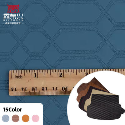 PVC Imitation Embroidery Hexagon Artificial Synthetic Leather for Car Foot Car Seats Sofa Decorate Bag Faux Leather Fabric