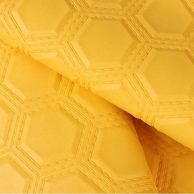 PVC Embroidery Hexagon Embossed Artificial Synthetic Leather for Car Foot Car Seats Sofa Decorate Bag Faux Leather Fabric