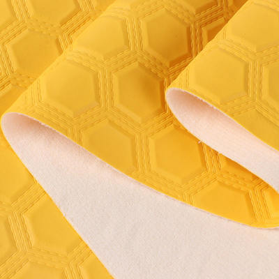PVC Embroidery Hexagon Embossed Artificial Synthetic Leather for Car Foot Car Seats Sofa Decorate Bag Faux Leather Fabric