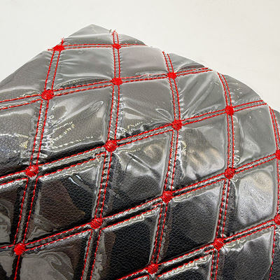 Custom Quilted PVC Leather Car Foot Mat 4.6mm Thick with Foam Padding Stretchy Fit Embossed Embroidered Car Seats Sofas for Bags