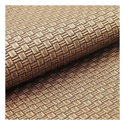 Wholesale Pvc Antique Brass Weave Pattern Artificial Synthetic Leather Packaging Wallet Box Shoes Notebook Faux Leather Fabric
