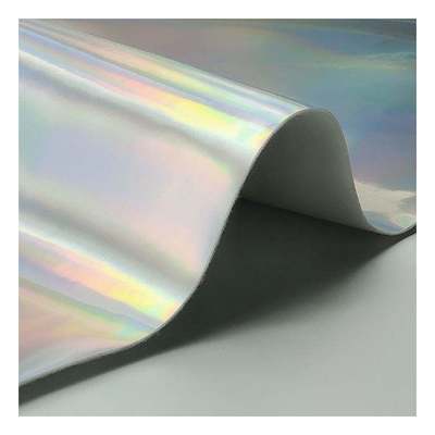 Rainbow Pu Holographic Laser Film Mirror Leather Synthetic Artificial Faux Leather Shoes Vanity Case Handbag Leather Fabric