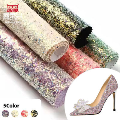 PU Sparkly Shiny Glitter Fabric Sheets Chunky Synthetic Leather for Shoes Bags Bow Crafts Hat Faux Leather Fabric