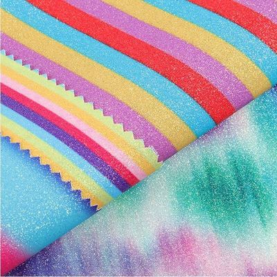PU Sparkly Shiny Rainbow Glitter Fabric Synthetic Leather for Shoes Bags Bow Crafts Hat Faux Leather Fabric