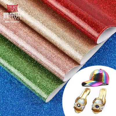 PU Coated Film Glitter Fabric for Shoes Bow Crafts Faux Leather Synthetic Leather Waterproof Stretch for Sofa Lining Outdoor