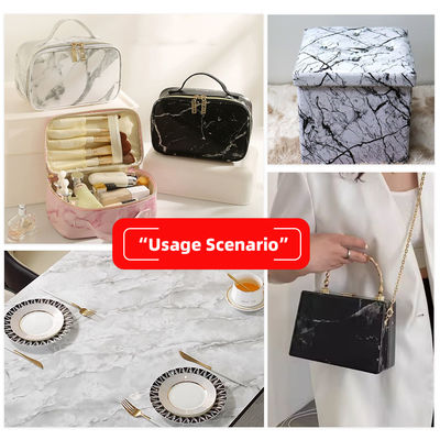 Marbling Grain Printed PVC Leather with Double Brushed Backing in 20 Colors for Bags and Wallets