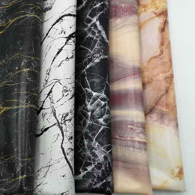 Marbling Grain Printed PVC Leather with Double Brushed Backing in 20 Colors for Bags and Wallets