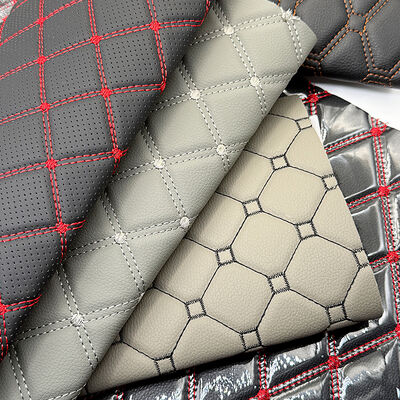 Custom 5mm Polyurethane Foam Quilted PVC Embroidery Synthetic Leather Fabric for Car Seat Covers Sofas Bags Bag Embossed
