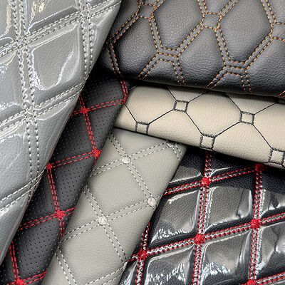 Custom 5mm Polyurethane Foam Quilted PVC Embroidery Synthetic Leather Fabric for Car Seat Covers Sofas Bags Bag Embossed