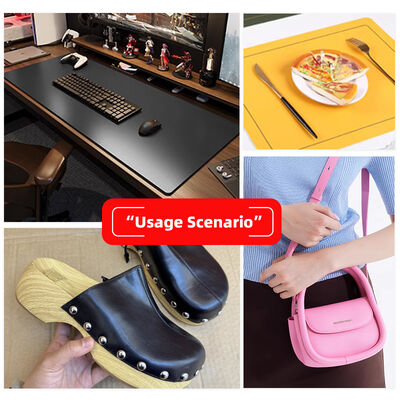 ECO 160cm Wide PVC Cowhide Pattern Double Faced Different Color Artificial Synthetic Leather Shoes Table Mat and Bags Fabric