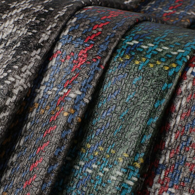 PVC Tech Cloth Printed Scottish Plaid Weave Grain Artificial Synthetic Leather Bag Sofa Car Seat Belt Shoe Faux Leather Fabric