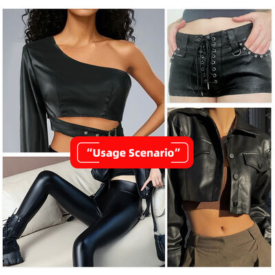 Cheap Price Elastic PVC Sheepskin Faux Leather Waterproof Synthetic Leather for Garment Clothing Pants Stretch Blackout Wicking