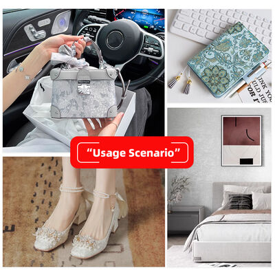 PVC Rose Flower Patterns Embossed Style Artificial Synthetic Leather for Bag Placemat Shoes Decorate Package Faux Leather Fabric