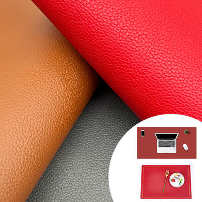 PVC Litchi Grain Double Face Synthetic Faux Leather Materials Embossed Waterproof for Bag Table Mat Belt Decorate Purposes