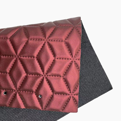 Custom PVC Embroidery Quilted Pearly Lustre Synthetic Leather Needle Punch Foam for Car Seat Cover Sofa Faux Leather Fabric