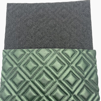 Custom PVC Rhomb Embroidery Quilted Pearly Synthetic Leather Needle Punch Foam for Car Seat Cover Sofa Faux Leather Fabric