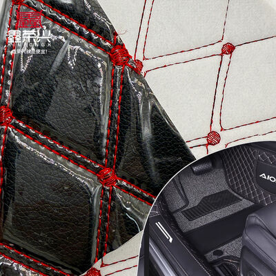Custom Quilted PVC Leather Car Foot Mat 4.6mm Thick with Foam Padding Stretchy Fit Embossed Embroidered Car Seats Sofas for Bags
