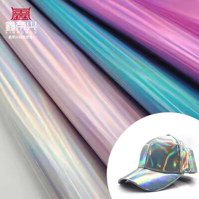 Rainbow Pu Holographic Laser Film Mirror Leather Synthetic Artificial Faux Leather Shoes Vanity Case Handbag Leather Fabric