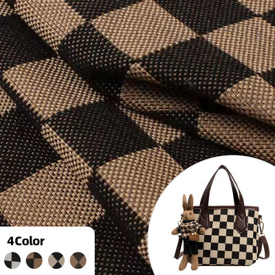 1.0mm Thick Linen Plaid Flax Fabric Waterproof Stretch Flocked Outdoor Use for Sofa Bag Car Seat Belt Faux Leather Woven Backing