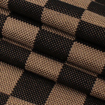 1.0mm Thick Linen Plaid Flax Fabric Waterproof Stretch Flocked Outdoor Use for Sofa Bag Car Seat Belt Faux Leather Woven Backing