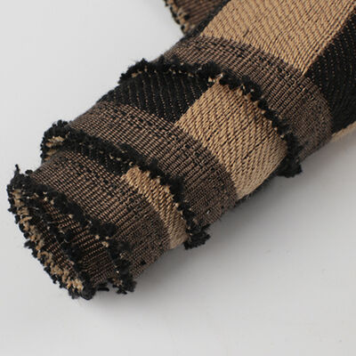 1.0mm Thick Linen Plaid Flax Fabric Waterproof Stretch Flocked Outdoor Use for Sofa Bag Car Seat Belt Faux Leather Woven Backing