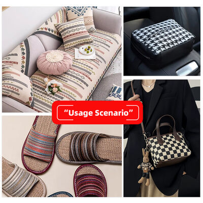 1.0mm Thick Linen Plaid Flax Fabric Waterproof Stretch Flocked Outdoor Use for Sofa Bag Car Seat Belt Faux Leather Woven Backing