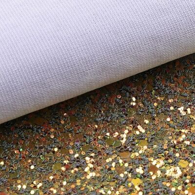 PU Synthetic Leather Fabric with Elastic Sparkly Shiny Hexagon Glitter for Shoes Bags Hats Crafts Decorative Use on Chair Sofa