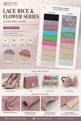 XR Glitter Synthetic Leather – Rice Pattern & Floral Pattern