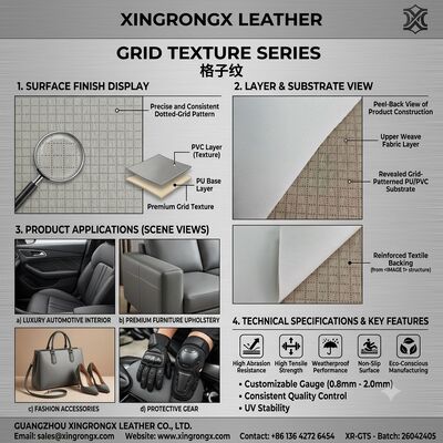 GRID TEXTURE SERIES Synthetic Packaging Leather products engineered for durability and style in packaging footwear clothing and furniture manufacturing