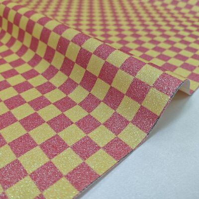 Premium Glitter Checker PVC Leather Fabric for Bags, Wallets, Shoes and Fashion Accessories