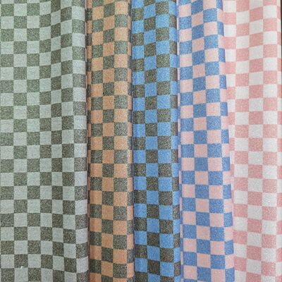 Premium Glitter Checker PVC Leather Fabric for Bags, Wallets, Shoes and Fashion Accessories