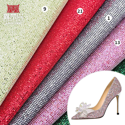 Small-Check Coarse Glitter PVC Synthetic Leather Shoe Jewelry Craft Luggage Bag Packaging Boxes Waterproof Stretch Faux Leather