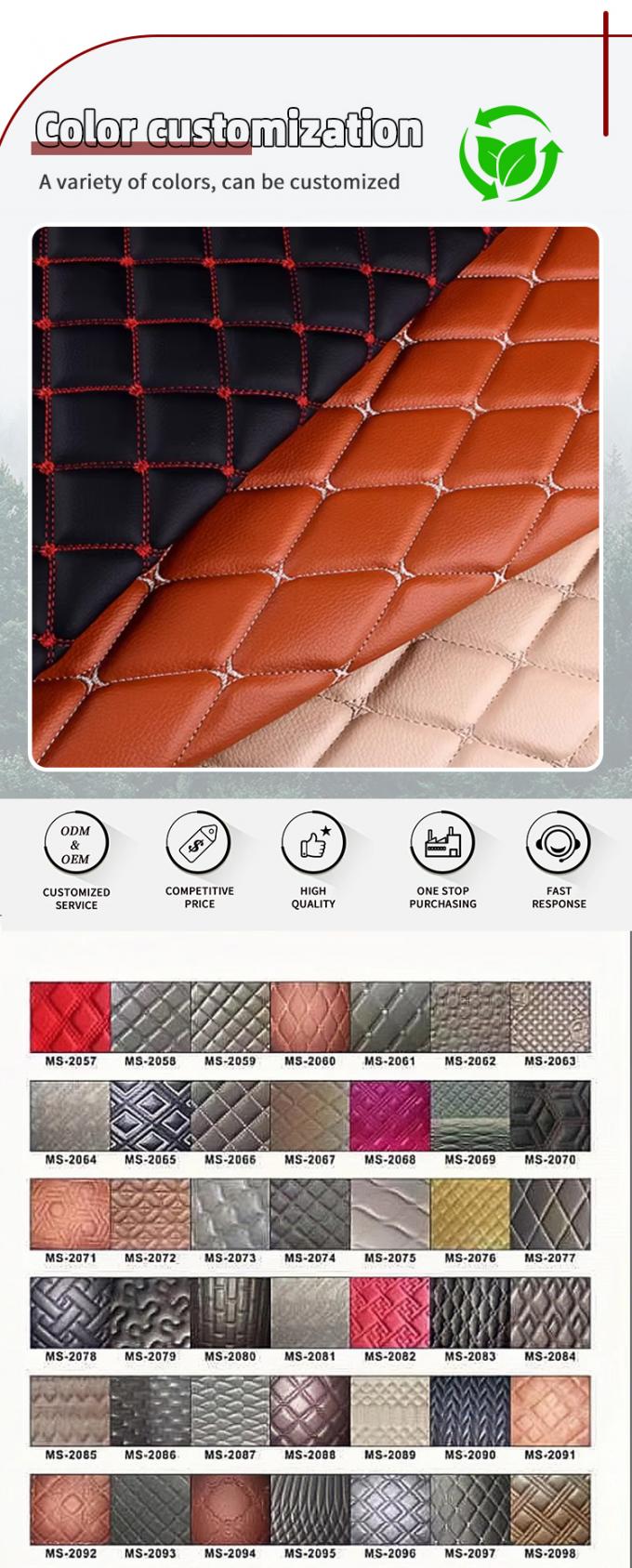 Custom 7.0mm Thick Quilted PVC Synthetic Leather Embroidered Embossed Stretchy Polyurethane Foam Car Seat Foot Decorative Sofas 4