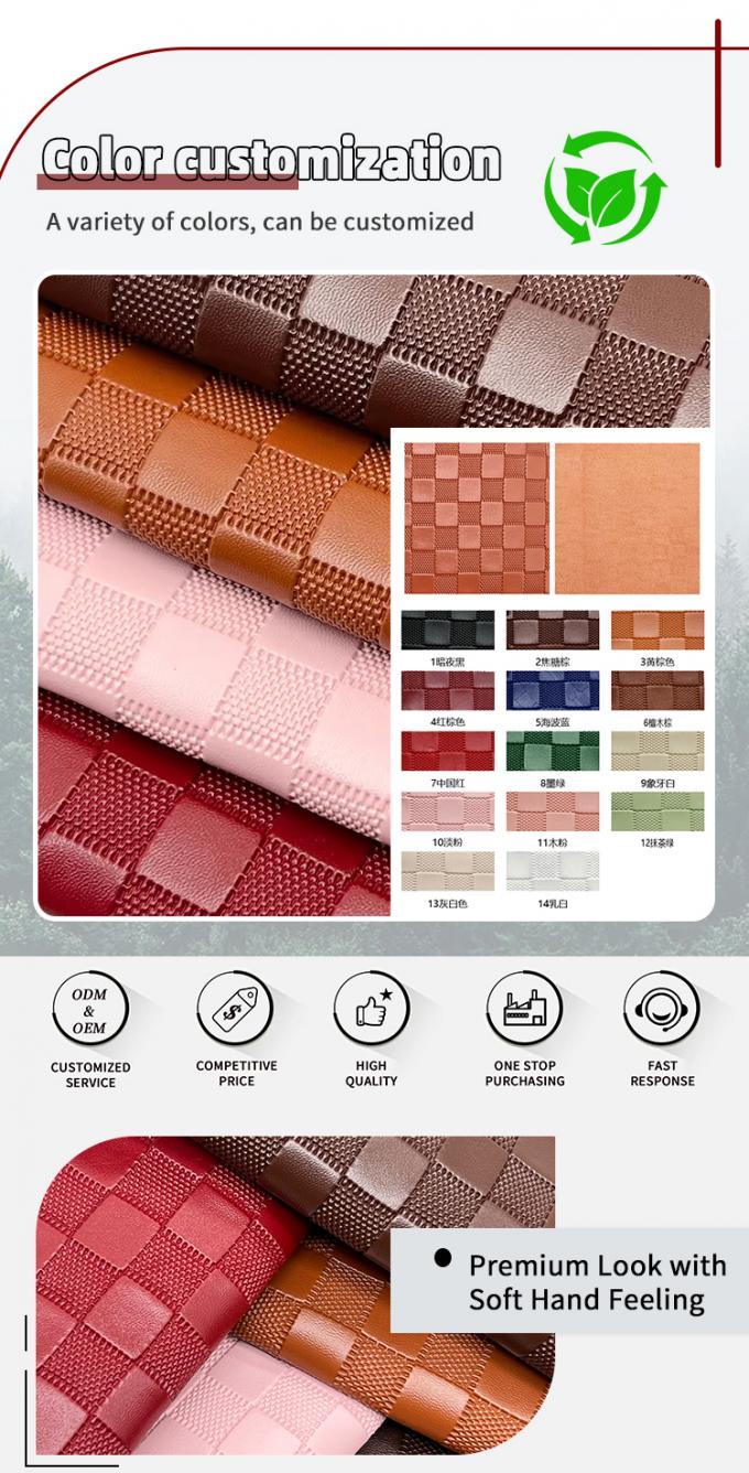 PVC 1.8mm Thick Square Pattern Synthetic Artificial Leather Bag , Table Mat , Shoes , Wallet , Decorate , Belt Faux Leather Fabric 4