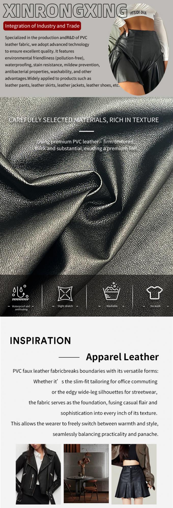 PVC Lambskin Grain Faux Leather Stretch Blackout Waterproof 4