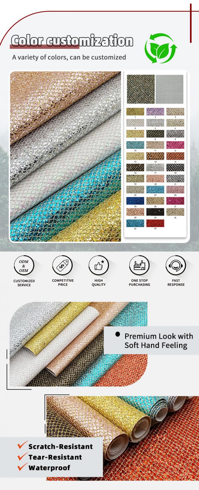 Mesh-Type Coarse Glitter PVC Synthetic Leather Stretch Faux Leather Material for Shoe Luggage Bag Packaging Sofa Outdoor Lining 4