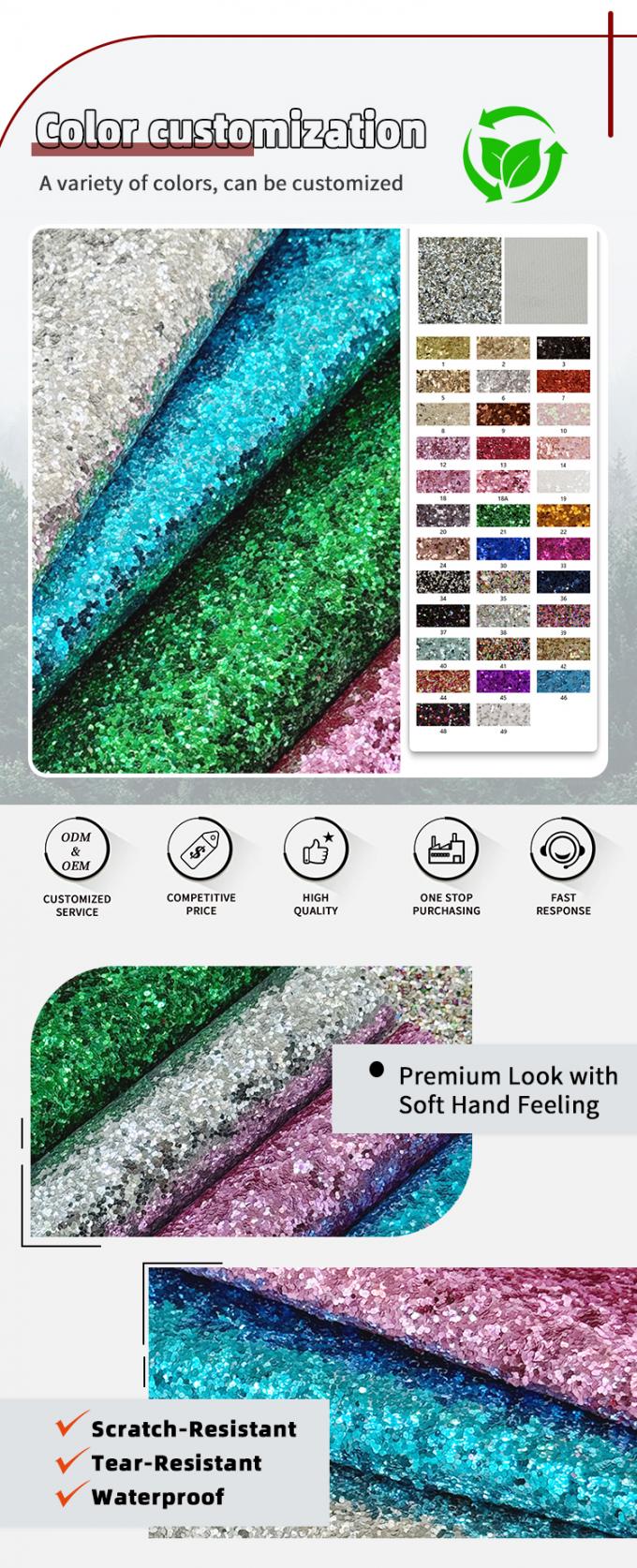 Coarse Glitter PVC Synthetic Leather for Shoe Jewelry Craft Luggage Bag Packaging Boxes Faux Leather Material 4