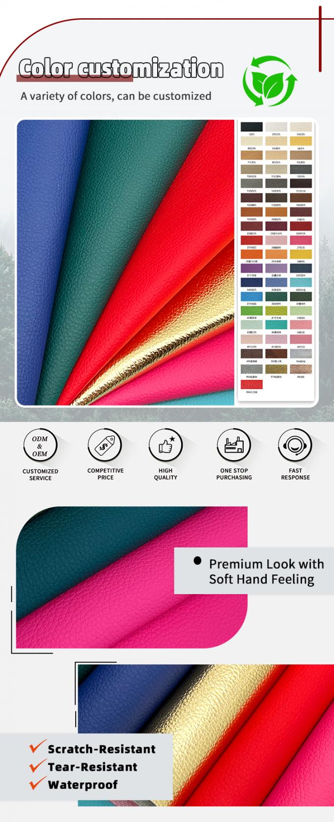 PVC Synthetic Artificial Leather Embossed Litchi Grain Design for Furniture Sofa Decorative Craft Bag Car Cushion 4